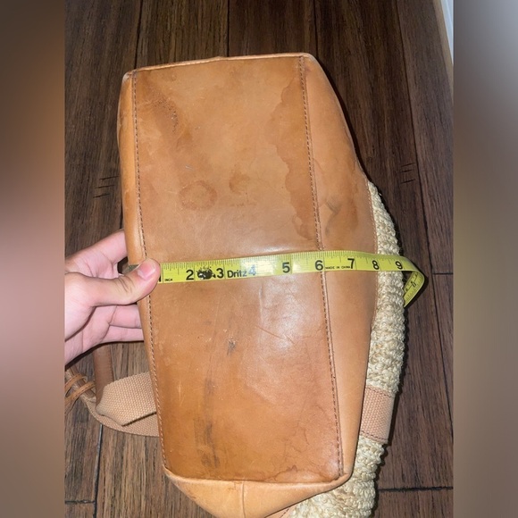Vintage Woven tote large fossil bag straw bag leather bag canvas shoulder bag - Picture 9 of 16